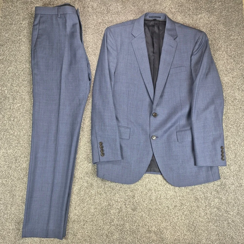 J.Crew Suit Mens 40R Blue Crosby Tollegno 1900 Italian Wool Ludlow Slim 32x32